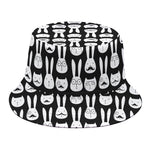 Rabbit And Cat Pattern Print Bucket Hat
