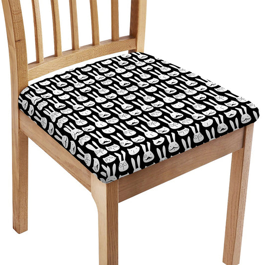 Rabbit And Cat Pattern Print Chair Cushion Cover