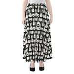 Rabbit And Cat Pattern Print Chiffon Maxi Skirt