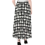 Rabbit And Cat Pattern Print Chiffon Maxi Skirt