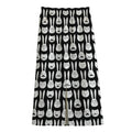 Rabbit And Cat Pattern Print Cotton Front Slit Maxi Skirt