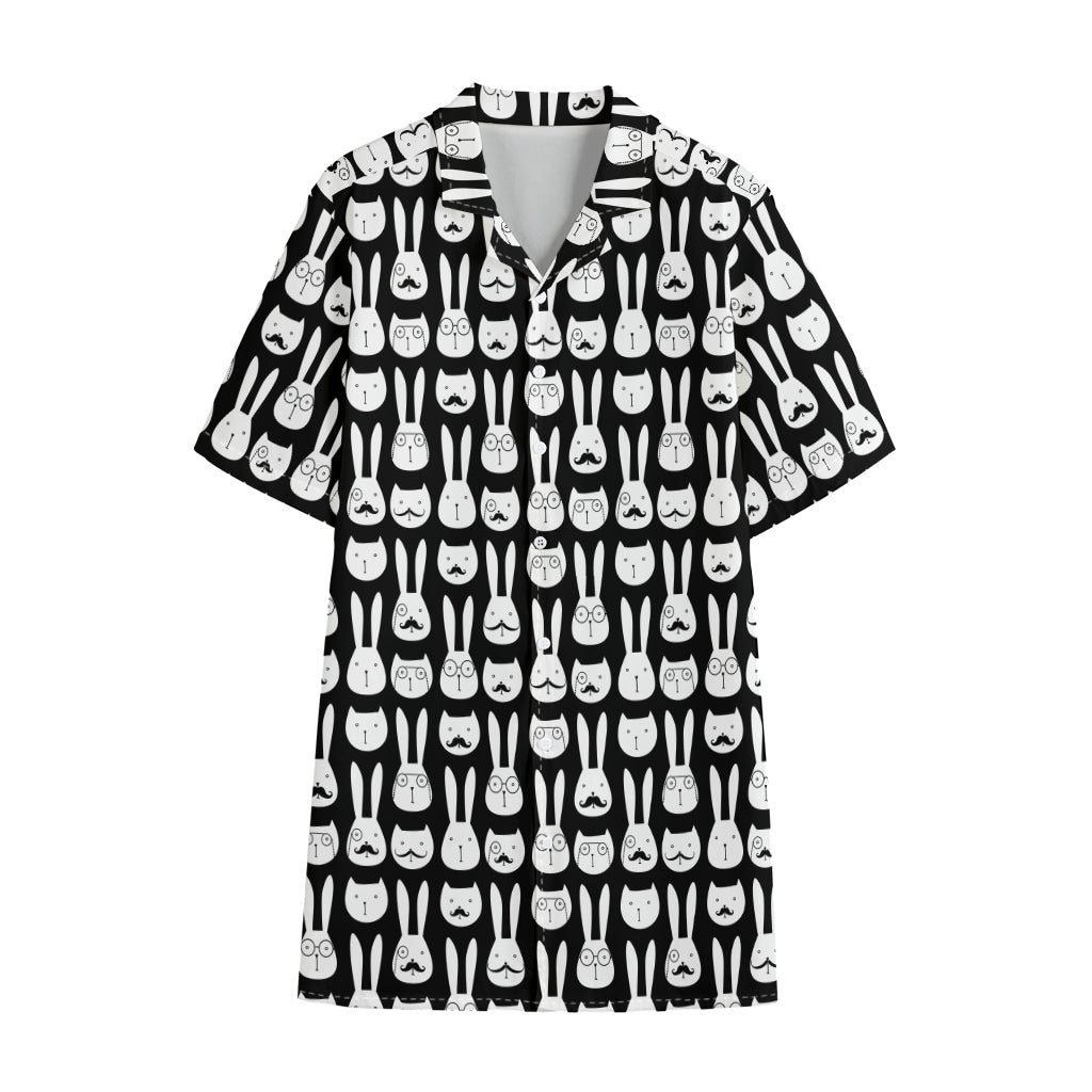 Rabbit And Cat Pattern Print Cotton Hawaiian Shirt