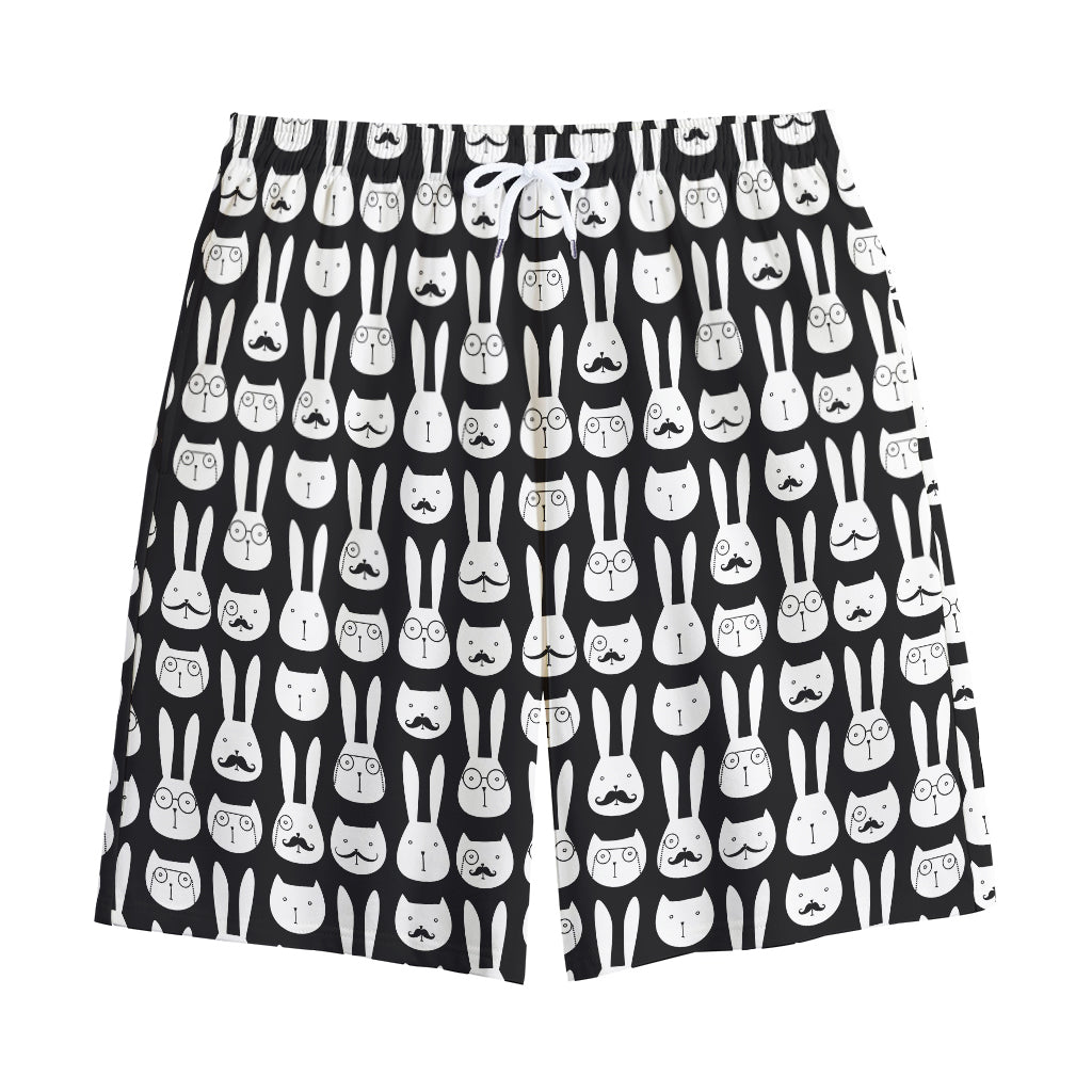 Rabbit And Cat Pattern Print Cotton Shorts