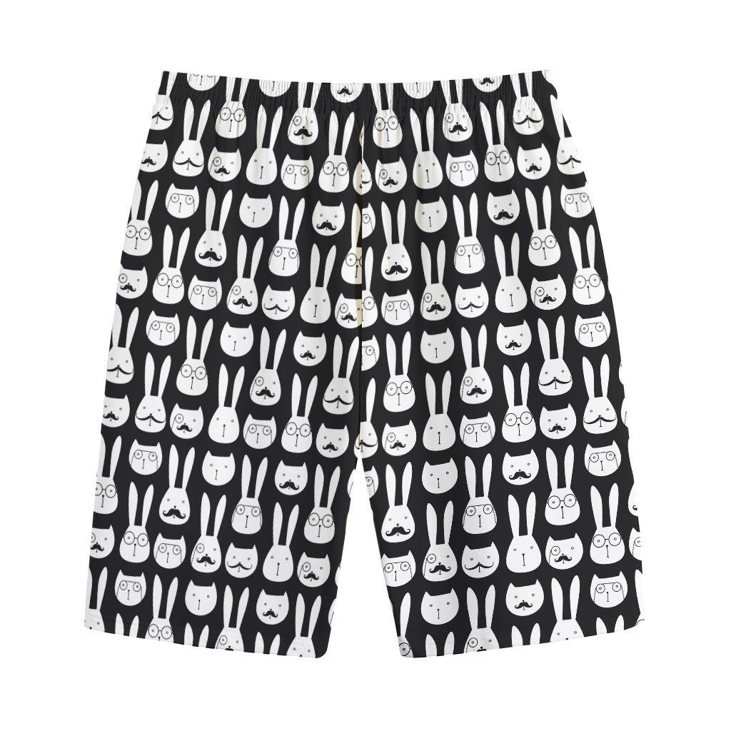Rabbit And Cat Pattern Print Cotton Shorts