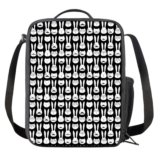 Rabbit And Cat Pattern Print Crossbody Lunch Bag