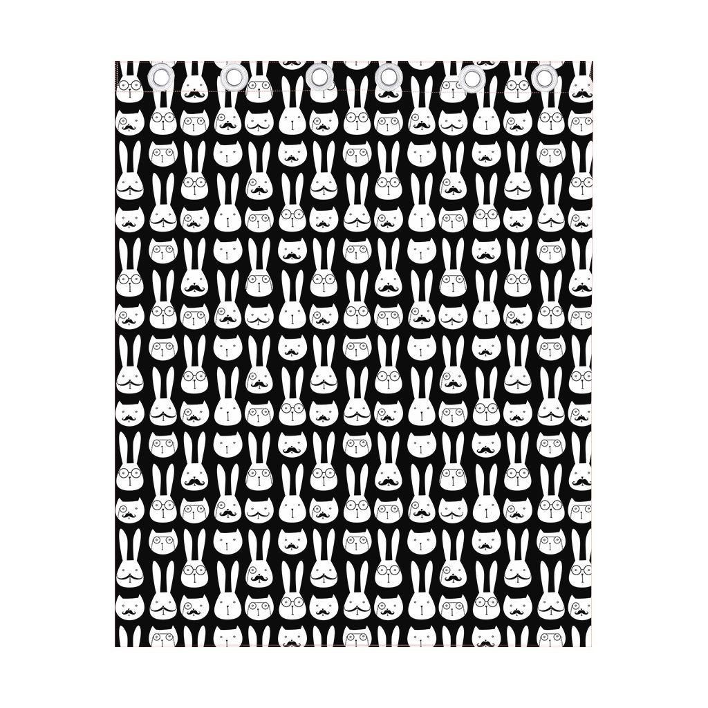 Rabbit And Cat Pattern Print Curtain