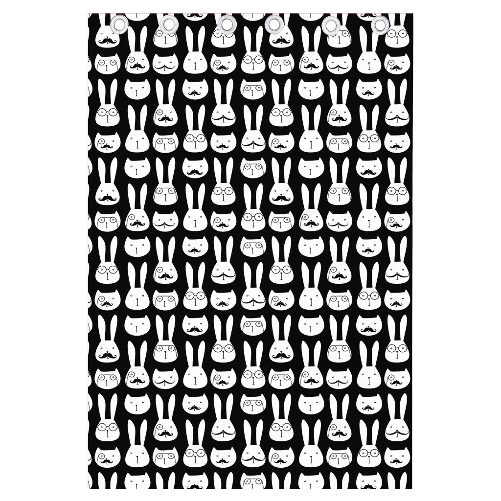 Rabbit And Cat Pattern Print Curtain