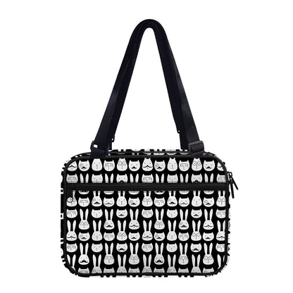Rabbit And Cat Pattern Print Double Strap Bible Bag