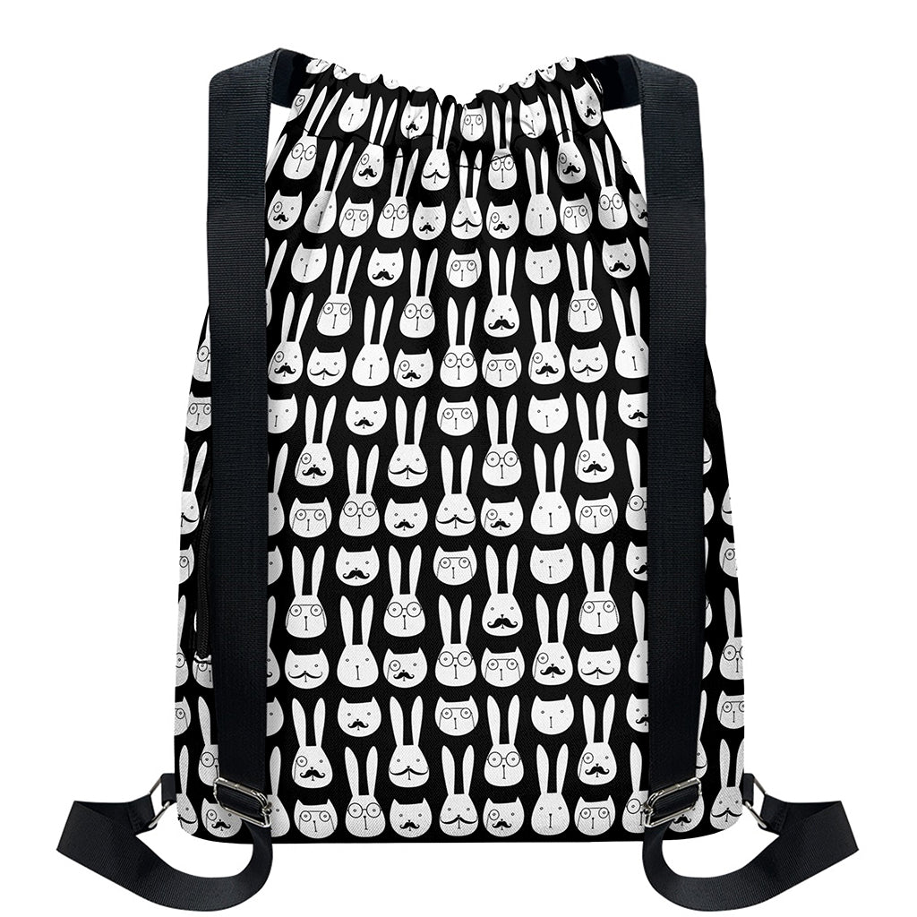 Rabbit And Cat Pattern Print Drawstring Backpack