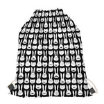 Rabbit And Cat Pattern Print Drawstring Bag