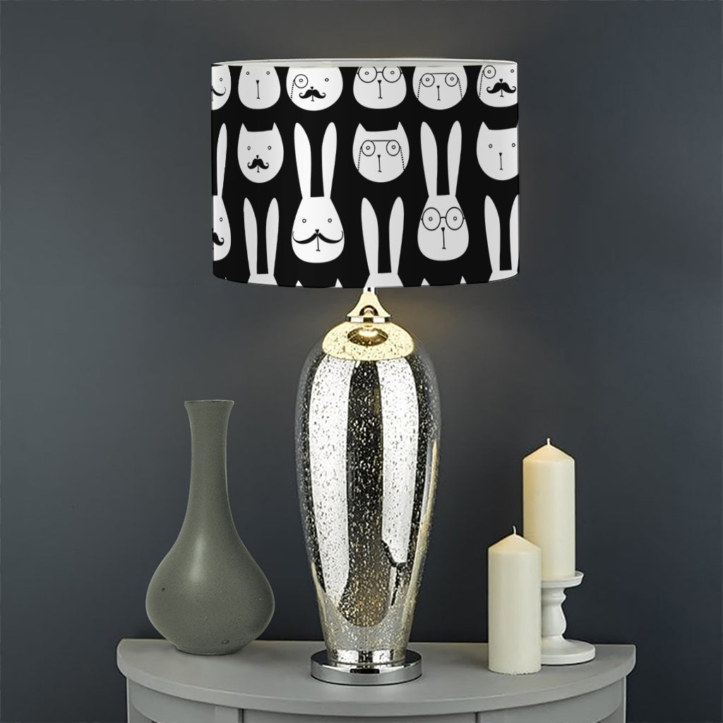 Rabbit And Cat Pattern Print Drum Lamp Shade