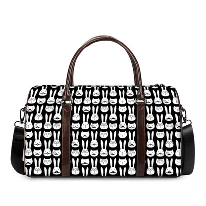 Rabbit And Cat Pattern Print Duffle Bag
