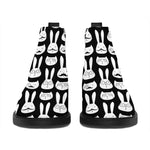 Rabbit And Cat Pattern Print Flat Ankle Boots