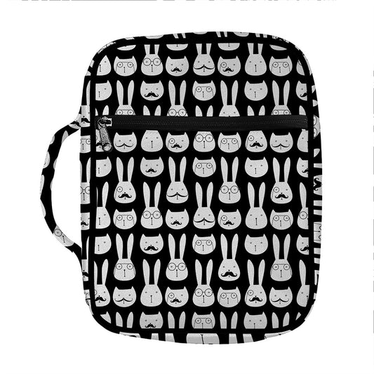 Rabbit And Cat Pattern Print Front Pocket Bible Bag