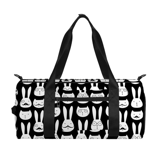 Rabbit And Cat Pattern Print Gym Bag