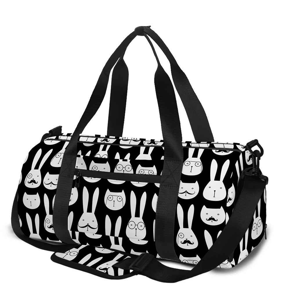 Rabbit And Cat Pattern Print Gym Bag