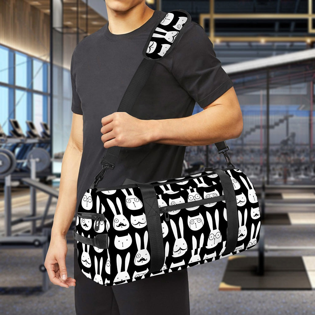 Rabbit And Cat Pattern Print Gym Bag