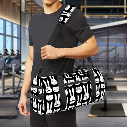 Rabbit And Cat Pattern Print Gym Bag