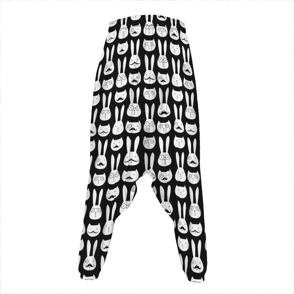 Rabbit And Cat Pattern Print Hammer Pants