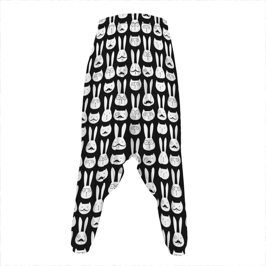 Rabbit And Cat Pattern Print Hammer Pants