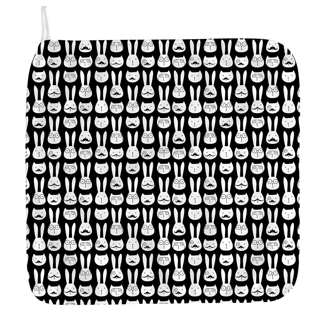 Rabbit And Cat Pattern Print Hand Towel