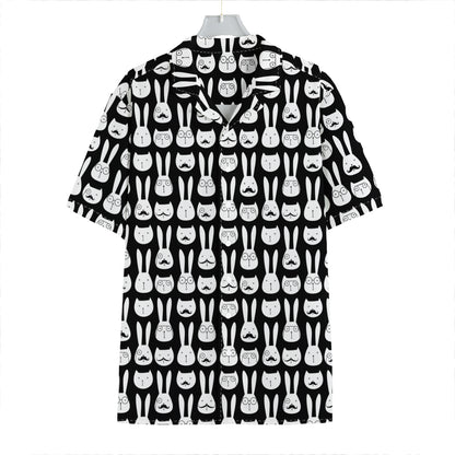 Rabbit And Cat Pattern Print Hawaiian Shirt