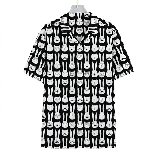Rabbit And Cat Pattern Print Hawaiian Shirt