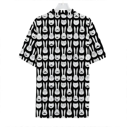 Rabbit And Cat Pattern Print Hawaiian Shirt