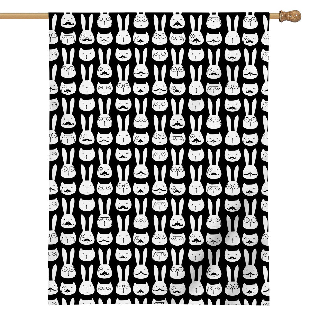 Rabbit And Cat Pattern Print House Flag