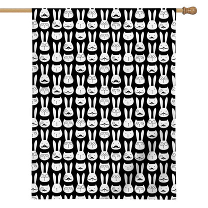 Rabbit And Cat Pattern Print House Flag