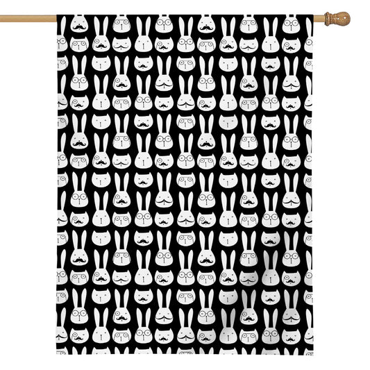 Rabbit And Cat Pattern Print House Flag