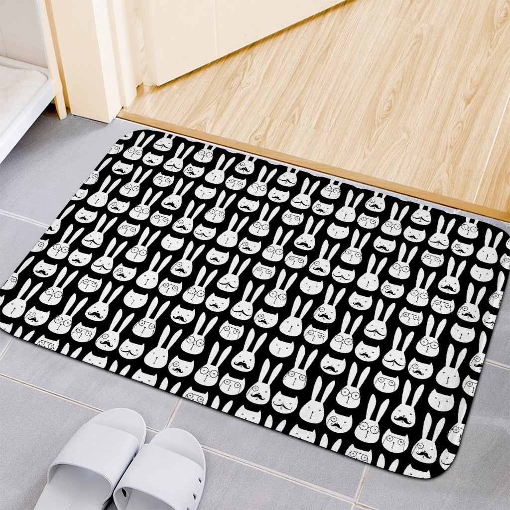 Rabbit And Cat Pattern Print Indoor Door Mat