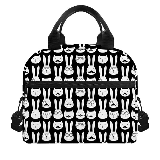 Rabbit And Cat Pattern Print Insulated Lunch Bag
