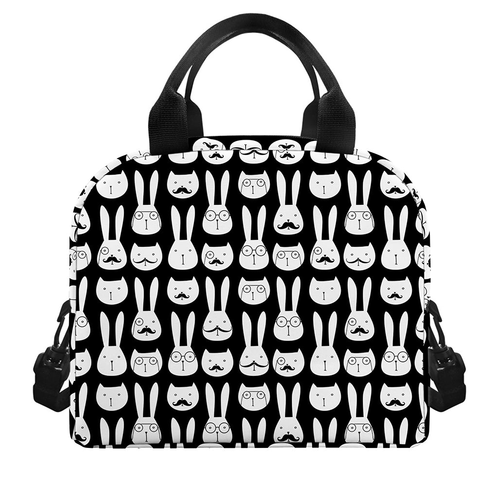 Rabbit And Cat Pattern Print Insulated Lunch Bag