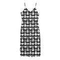 Rabbit And Cat Pattern Print Jersey Midi Cami Dress
