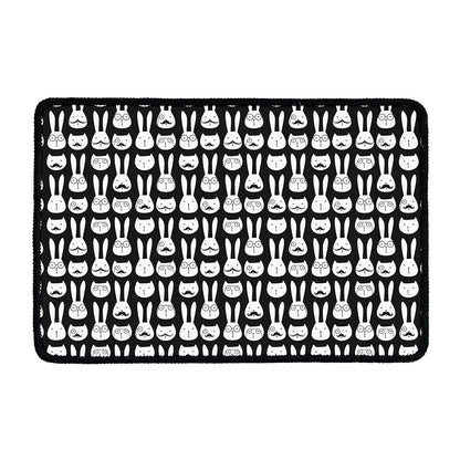 Rabbit And Cat Pattern Print Kitchen Mat