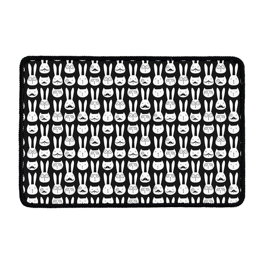 Rabbit And Cat Pattern Print Kitchen Mat