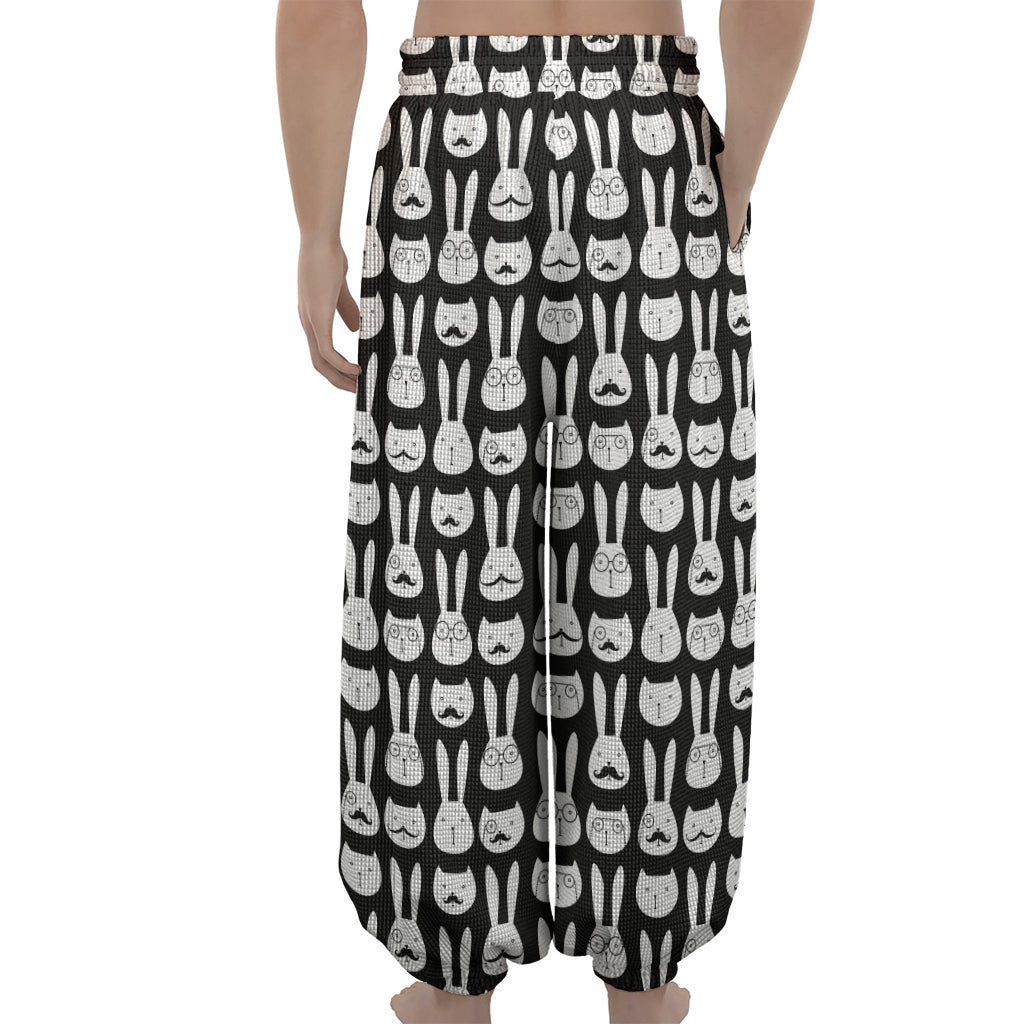 Rabbit And Cat Pattern Print Lantern Pants