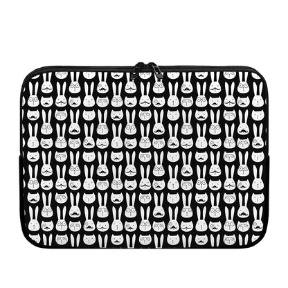 Rabbit And Cat Pattern Print Laptop Sleeve