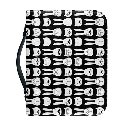 Rabbit And Cat Pattern Print Leather Bible Cover