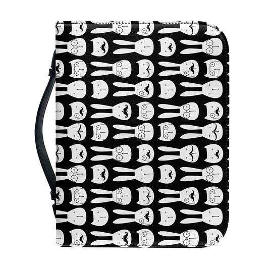Rabbit And Cat Pattern Print Leather Bible Cover