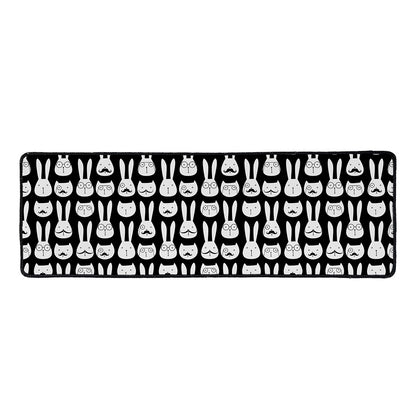 Rabbit And Cat Pattern Print Long Kitchen Mat