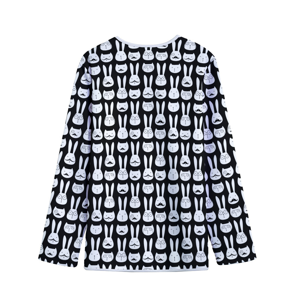 Rabbit And Cat Pattern Print Long Sleeve Short Coat