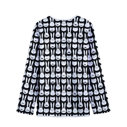 Rabbit And Cat Pattern Print Long Sleeve Short Coat