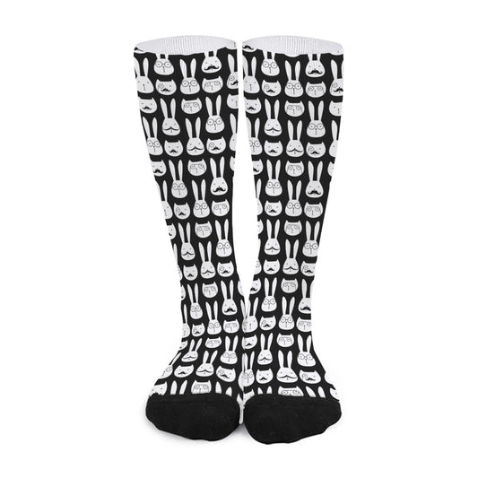 Rabbit And Cat Pattern Print Long Socks