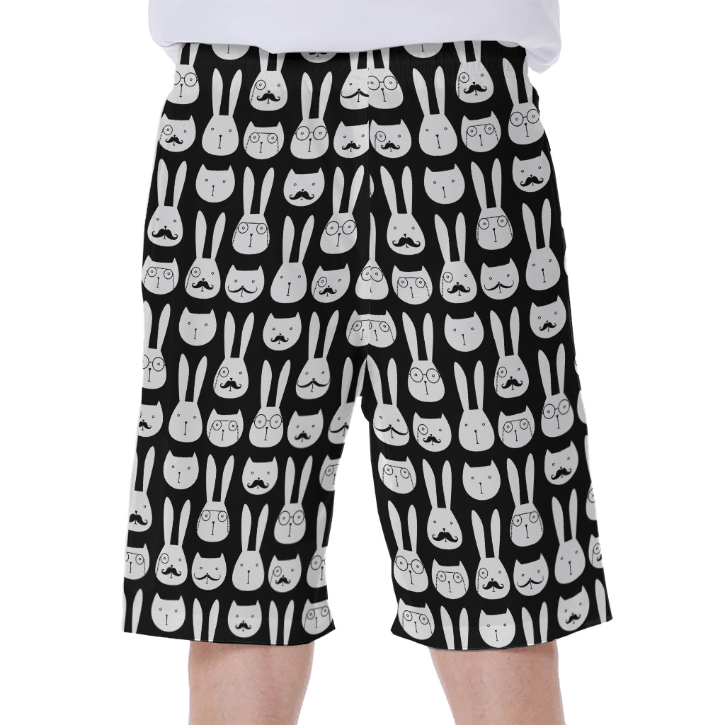Rabbit And Cat Pattern Print Men's Beach Shorts