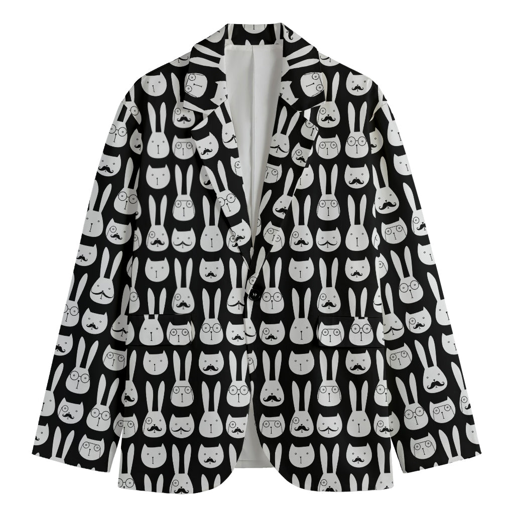 Rabbit And Cat Pattern Print Men's Blazer