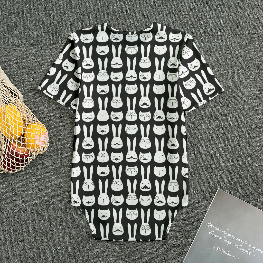Rabbit And Cat Pattern Print Men's Bodysuit