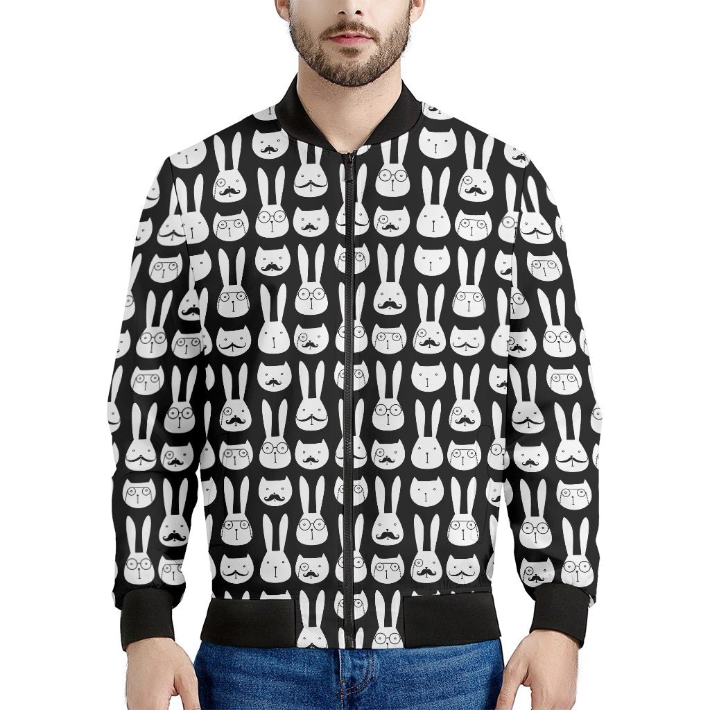 Rabbit And Cat Pattern Print Men's Bomber Jacket
