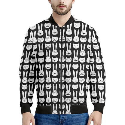 Rabbit And Cat Pattern Print Men's Bomber Jacket